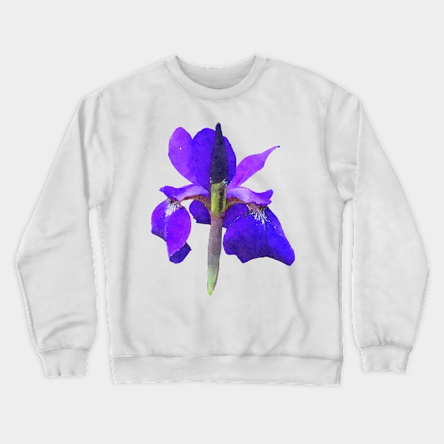 Purple Iris Flower Blue Crewneck Sweatshirt by Griffelkinn